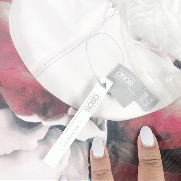 ASOS Women's Maternity Floral Print Hi-Low Pink Dress NEW‎ Size 12 - Picture 3 of 5